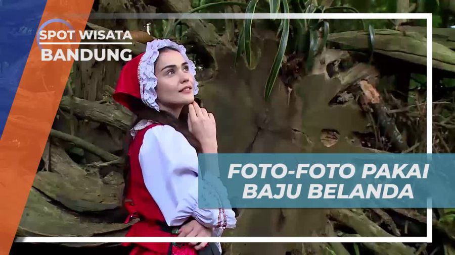 Berpose dengan Baju Tradisional Khas Belanda di Farm House, Bandung
