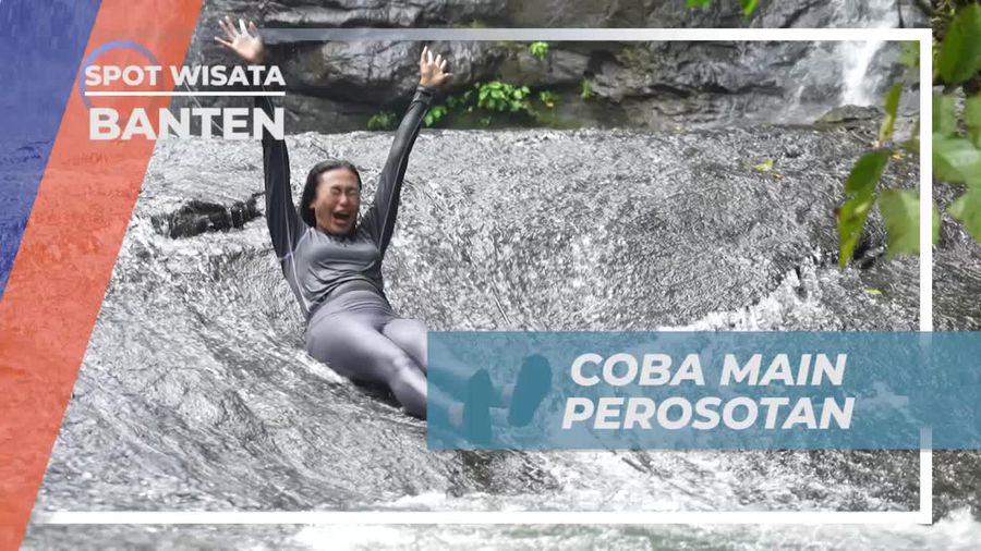 Seru-seruan di Perosotan Alami Curug Cisadang, Banten