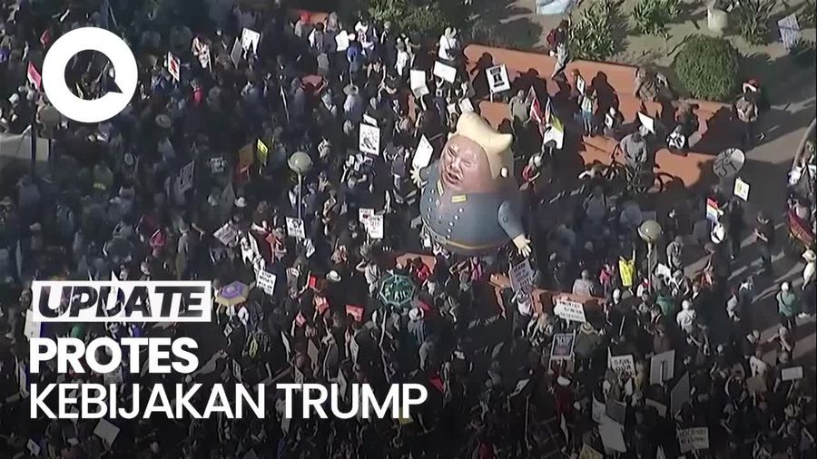 Video dari Udara: Lautan Manusia di Kota Los Angeles Protes Kebijakan Trump