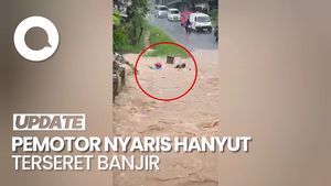 Video Pemotor Nyaris Hanyut gegara Banjir di Bandar Lampung