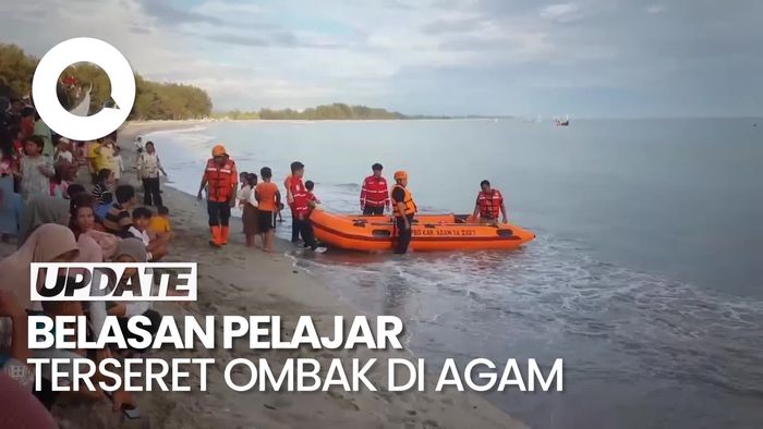 Video: 16 Pelajar Terseret Ombak di Pantai Tiku Agam, Satu Tewas-Dua Hilang