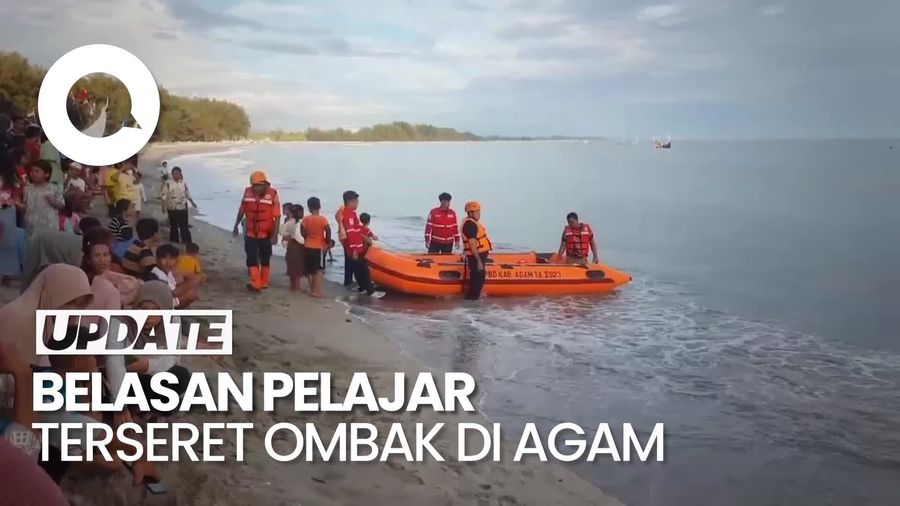 Video: 16 Pelajar Terseret Ombak di Pantai Tiku Agam, Satu Tewas-Dua Hilang
