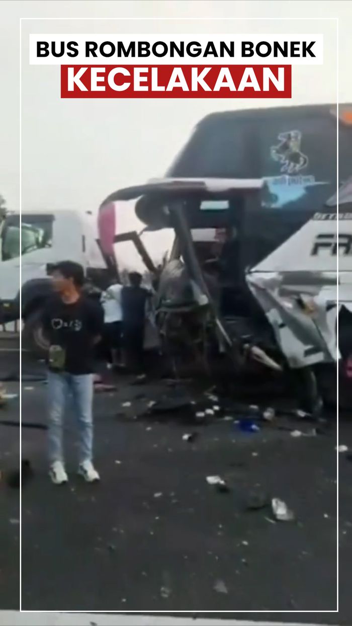 Video: Bus Rombongan Bonek Kecelakaan di Tol Arah Jakarta
