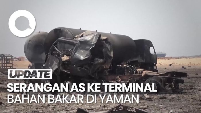 Video: Kondisi Terminal Bahan Bakar di Yaman Porak Poranda Diserang AS