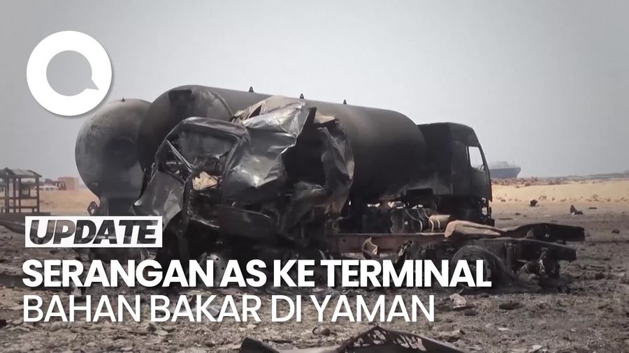 Video: Kondisi Terminal Bahan Bakar di Yaman Porak Poranda Diserang AS