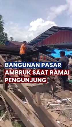 Video: Bangunan Pasar Rakyat di Padang Pariaman Ambruk saat Ramai Pengunjung