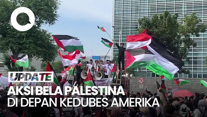 Video: Massa Gelar Aksi Bela Palestina di Depan Kedubes Amerika