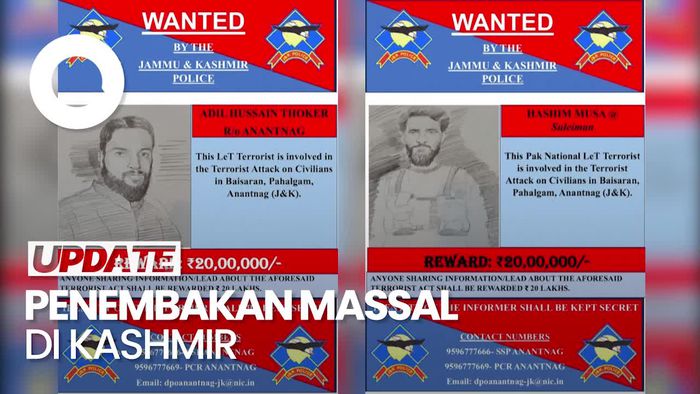 Video: Polisi India Rilis Sketsa Wajah Penembak Turis di Kashmir