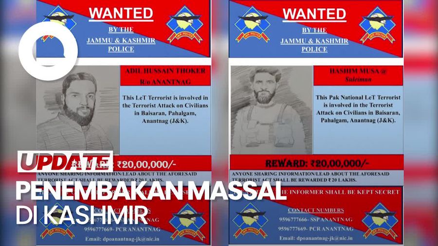 Video: Polisi India Rilis Sketsa Wajah Penembak Turis di Kashmir