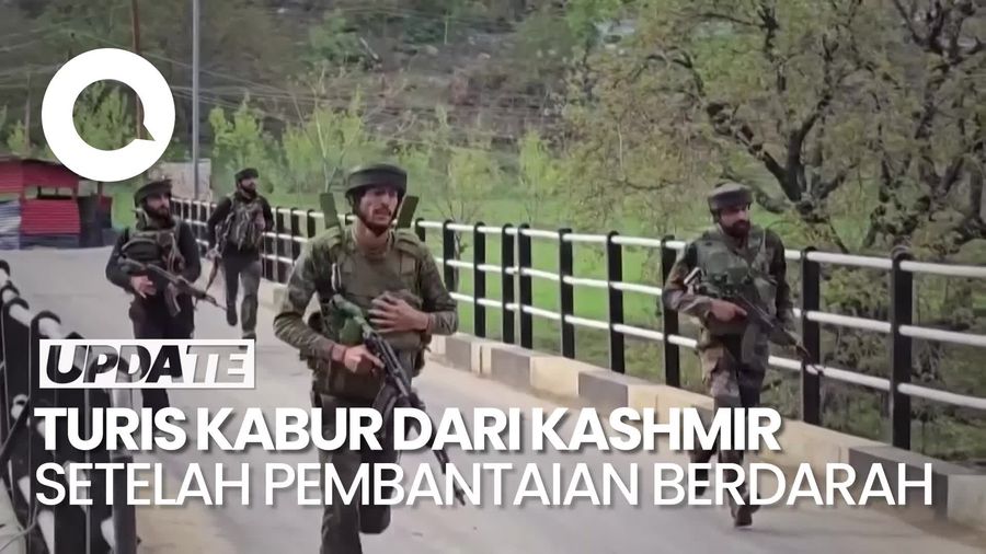 Video Turis Berbondong-bondong Kabur dari Kashmir Seusai Pembantaian 26 Orang