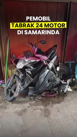 Video: Kondisi Puluhan Motor yang Ringsek Ditabrak Pemobil di Samarinda