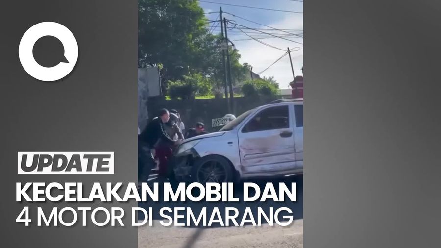 Video: Terios Ringsek Seusai Tabrak 4 Motor di Semarang