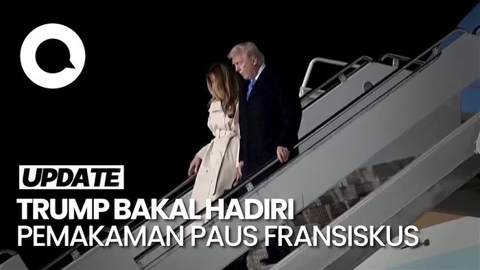 Video Donald Trump Tiba di Italia untuk Hadiri Pemakaman Paus Fransiskus