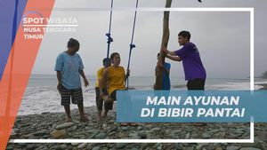 Bermain Ayunan Ceria Di Bibir Pantai Batu Biru, Nusa Tenggara Timur