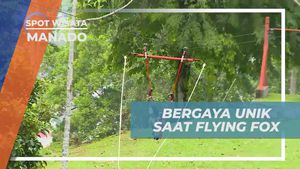 Menampilkan Gaya Terbalik Saat Menggunakan Flying Fox di Bukit Doa, Manado
