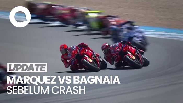 Video Marquez di MotoGP Spanyol: Duel dengan Bagnaia, Senggolan dan Jatuh