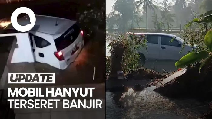 Video: Detik-detik Mobil Hanyut Terseret Banjir di Cianjur