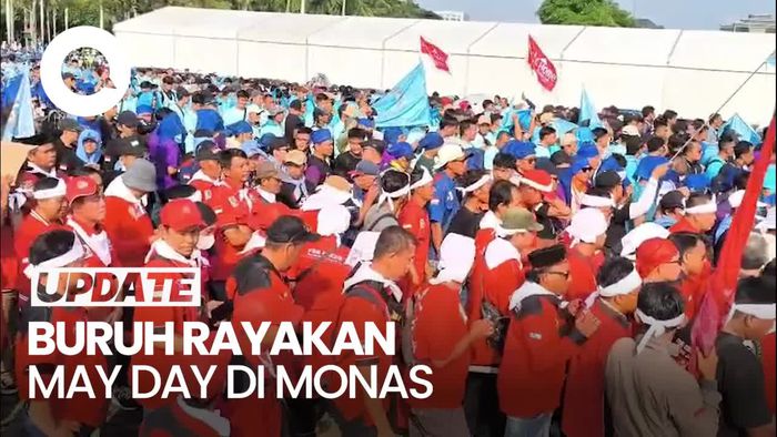 Video: Buruh Mulai Berdatangan ke Monas untuk May Day