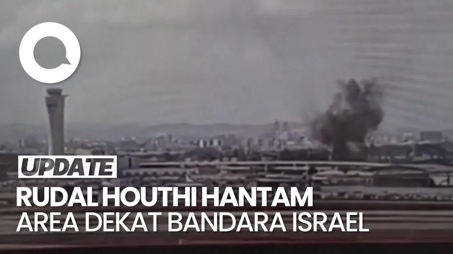Video Detik-detik Rudal Houthi Meledak di Dekat Bandara Ben Gurion Israel