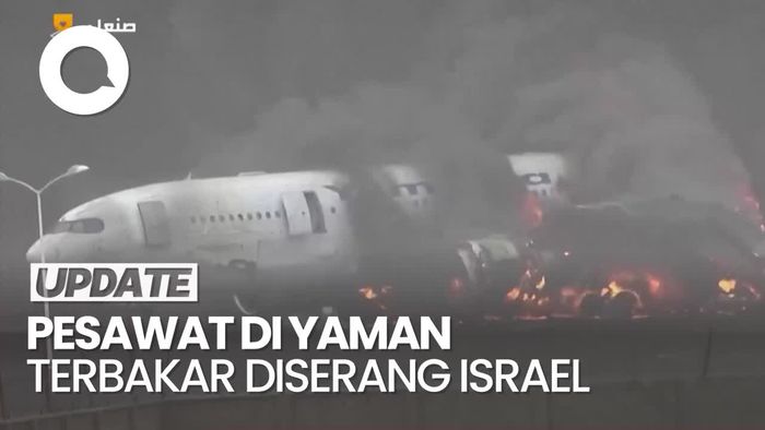 Video Pesawat-pesawat di Bandara Yaman Terbakar Usai Diserang Israel
