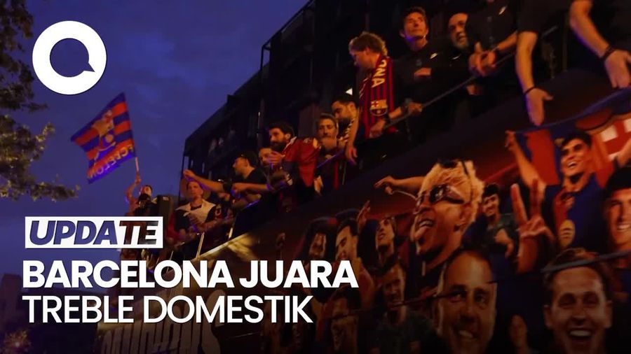 Video: Suporter dan Pemain Barcelona Konvoi Juara Rayakan Treble Domestik