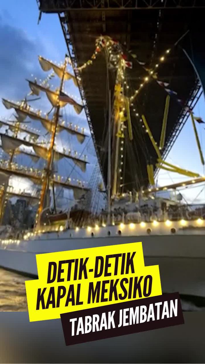 Video: Detik-detik Kapal AL Meksiko Tabrak Jembatan Brooklyn New York