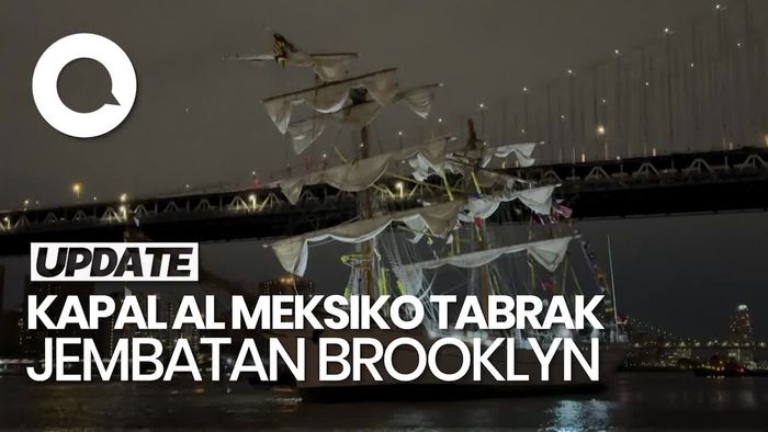 Video: Kapal AL Meksiko Tabrak Jembatan Brooklyn, 2 Orang Tewas