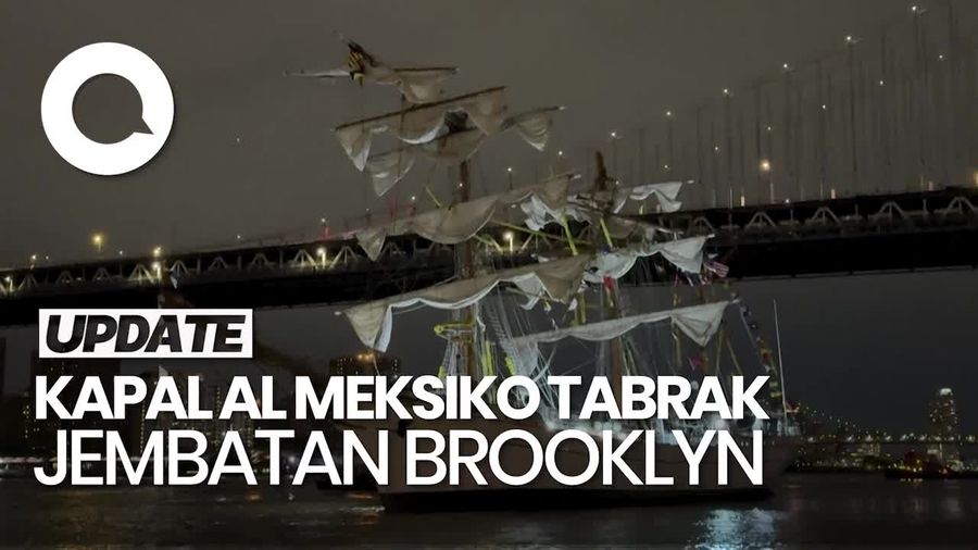 Video: Kapal AL Meksiko Tabrak Jembatan Brooklyn, 2 Orang Tewas