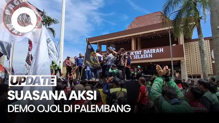 Video: Ribuan Ojol Gelar Demo di Depan DPRD Sumsel, Ini Tuntutannya
