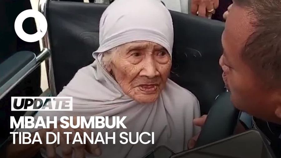 Video Mbah Sumbuk Berusia 109 Tahun Tiba di Tanah Suci: Rasane Pirang-pirang