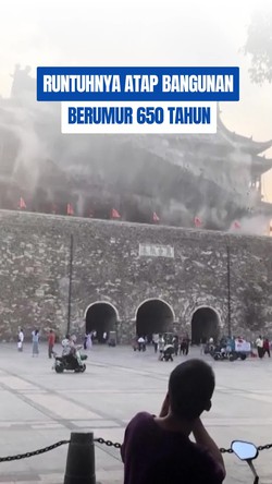 Video Penyebab Runtuhnya Atap Bangunan 650 Tahun di China Diselidiki