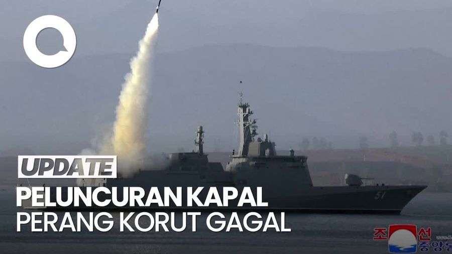 Video: Peluncuran Kapal Perang Korut Berujung Kecelakaan, Kim Jong Un Murka
