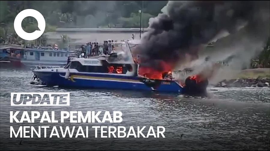 Video Kapal Pemkab Mentawai Terbakar di Pelabuhan Bungus