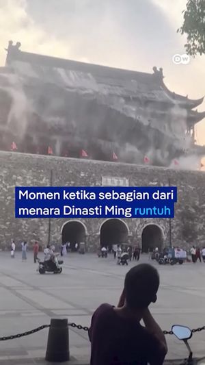 Video: Detik-detik Menara Era Dinasti Ming di China Runtuh
