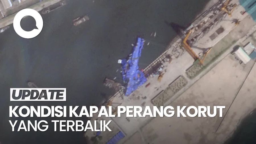 Video: Kapal Perang Korut yang Terbalik Kini Ditutupi Terpal