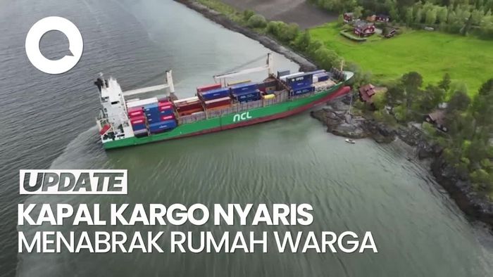 Video: Kapal Kargo 135 Meter Nyaris Tabrak Rumah Warga di Norwegia