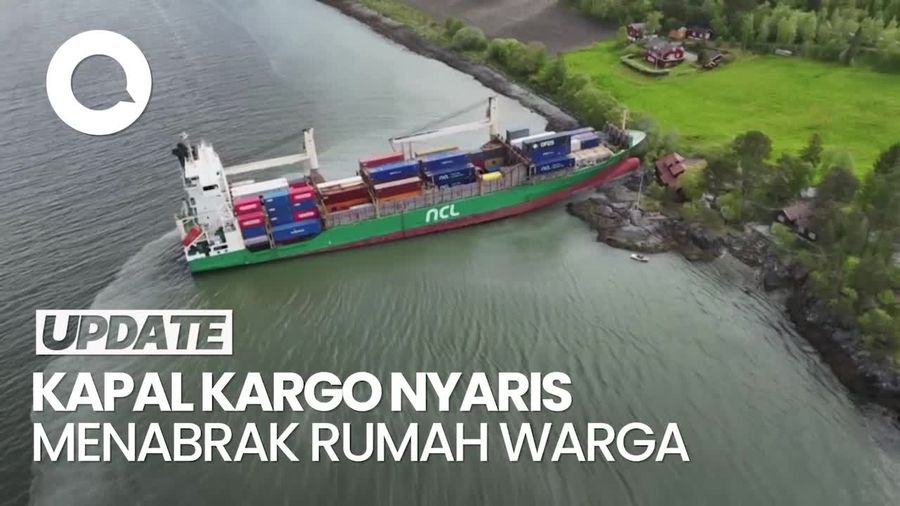 Video: Kapal Kargo 135 Meter Nyaris Tabrak Rumah Warga di Norwegia
