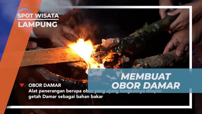 Membuat Obor Damar dari Getah Damar di Lampung untuk Menunjang Cari Buah Duren  