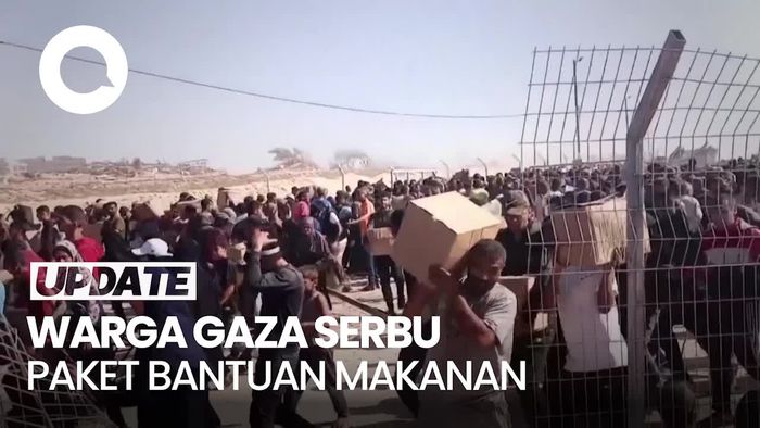 Video Ribuan Warga Gaza Serbu Bantuan Makanan: Kami Menderita Kelaparan