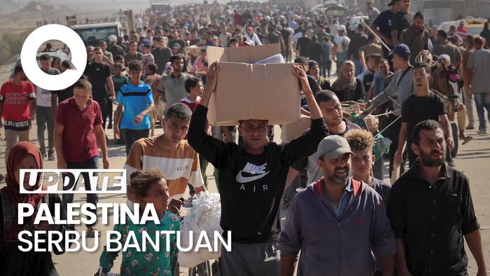 Video: Momen Warga Palestina Serbu Bantuan di Tengah Deru Peluru