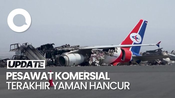 Video: Wujud Pesawat Komersial Terakhir di Bandara Yaman Dihancurkan Israel