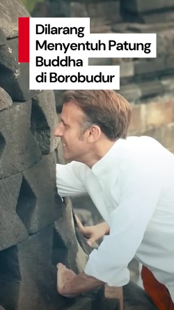 Video: Aksi Kunto Bimo Presiden Macron-Letkol Teddy di Borobudur