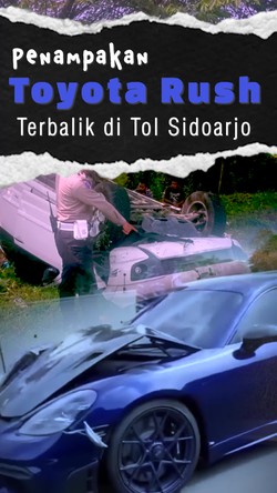 Video: Porsche Tabrak Toyota Rush hingga Terbalik di Tol Sidoarjo