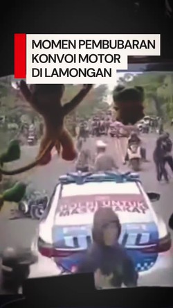 Video: Aksi Polisi Cegat Konvoi Pemotor Hendak Geruduk Markas Polres Lamongan