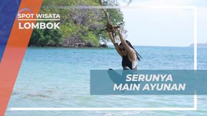 Merasakan Sensasi Bermain Ayunan di Pantai Kecinan, Lombok