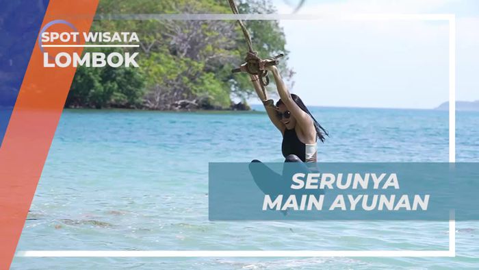 Merasakan Sensasi Bermain Ayunan di Pantai Kecinan, Lombok
