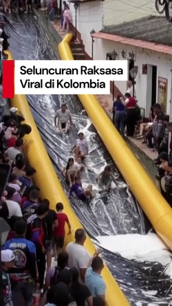 Video Warga Kolombia Sulap Jalanan Jadi Seluncuran Raksasa, Seru Banget!