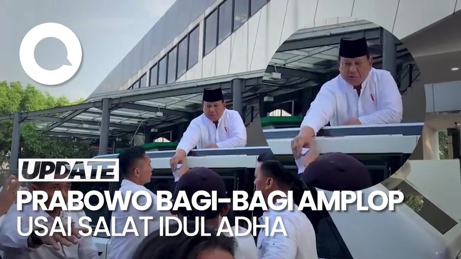 Video Momen Prabowo Bagi-bagi Amplop ke Warga Seusai Salat Idul Adha