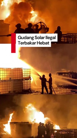 Video: Besarnya Api Kebakaran Gudang Solar Ilegal di Bandar Lampung