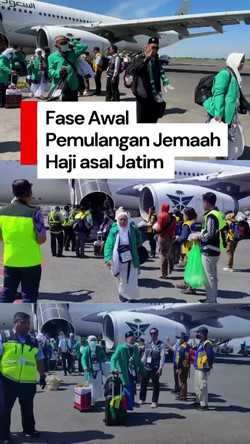 Video: Jemaah Haji Tulungagung Kloter 1 Tiba dengan Selamat di Bandara Juanda